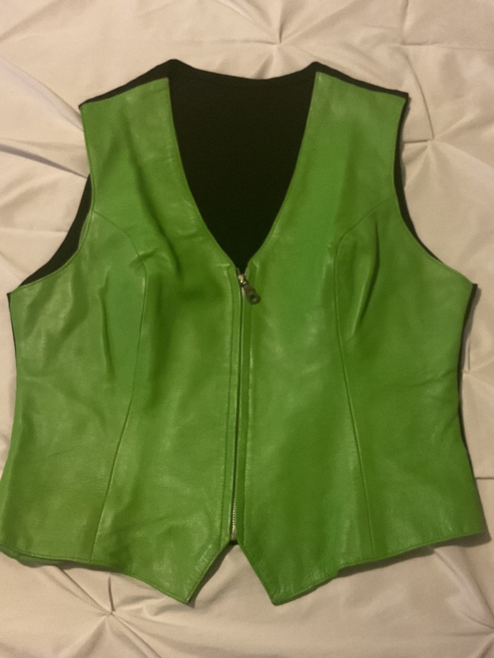 Lime green leather vest